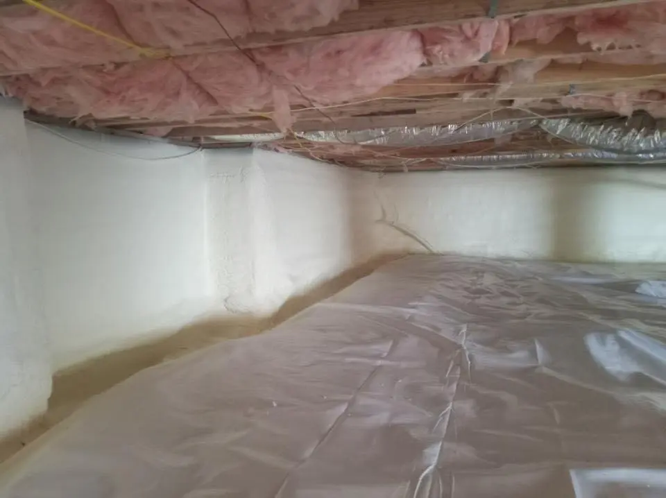 Crawl space encapsulation with closed-cell spray foam for Spray Foam Roofing in Volney